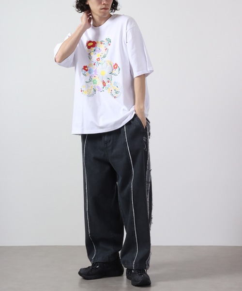 RE730（アールイーセブンサーティー）の「RE730 フラワー ベアコラージュプリント半袖Tシャツ（Tシャツ/カットソー・メンズ・ホワイト/ブラック・L/XL/M）」の8枚目の写真