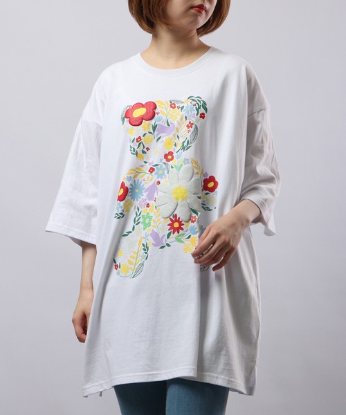 RE730（アールイーセブンサーティー）の「RE730 フラワー ベアコラージュプリント半袖Tシャツ（Tシャツ/カットソー・メンズ・ホワイト/ブラック・L/XL/M）」の22枚目の写真