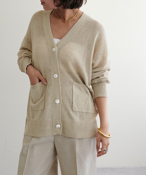 LARUTA(ラルータ)の「【LARUTA】綿麻シアーニットカーディガン(カーディガン/ボレロ・レディース・ブラック/ベージュ/ミント・FREE)」の11枚目の写真