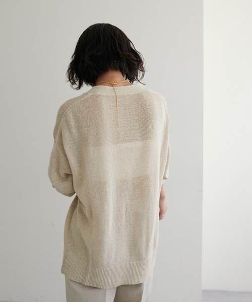 LARUTA(ラルータ)の「【LARUTA】綿麻シアーニットカーディガン(カーディガン/ボレロ・レディース・ブラック/ベージュ/ミント・FREE)」の12枚目の写真