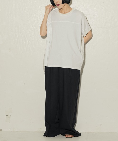 ottilie（オティーリエ）の「tricot tricot 異素材ドルマンプルオーバー ★（Tシャツ/カットソー・レディース・ベージュ/ブラック/グリーン/オフホワイト・FREE）」の22枚目の写真