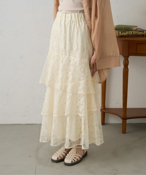 Ambre Neige(アンブルネージュ)の「ランダムレースフリルスカート/WEB/EC限定商品(スカート・レディース・オフホワイト/アイボリー/ブラック・FREE)」の13枚目の写真