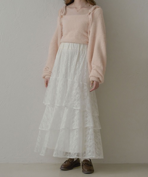 Ambre Neige(アンブルネージュ)の「ランダムレースフリルスカート/WEB/EC限定商品(スカート・レディース・オフホワイト/アイボリー/ブラック・FREE)」の7枚目の写真