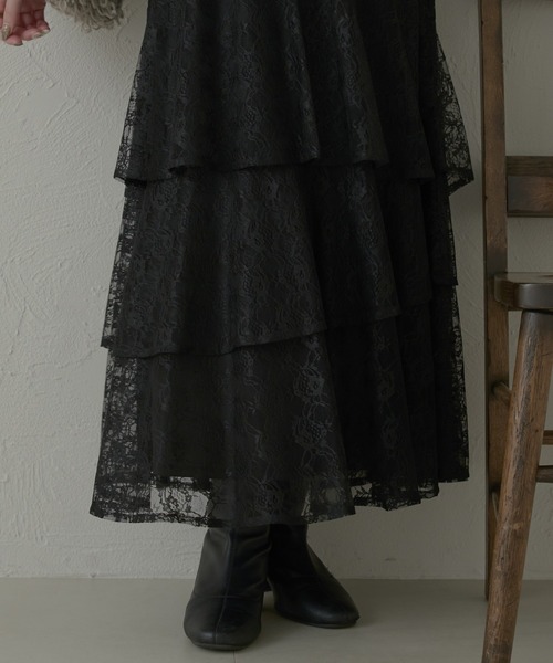Ambre Neige(アンブルネージュ)の「ランダムレースフリルスカート/WEB/EC限定商品(スカート・レディース・オフホワイト/アイボリー/ブラック・FREE)」の8枚目の写真