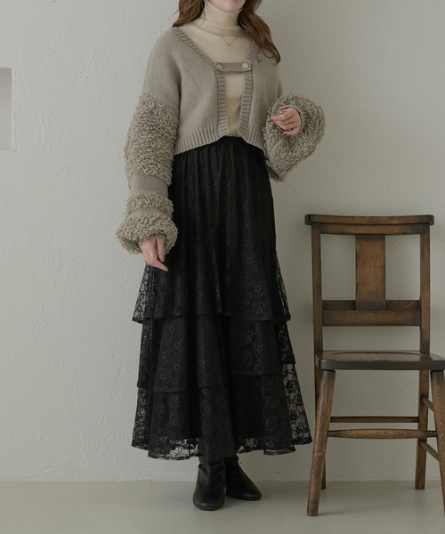 Ambre Neige(アンブルネージュ)の「ランダムレースフリルスカート/WEB/EC限定商品(スカート・レディース・オフホワイト/アイボリー/ブラック・FREE)」の9枚目の写真