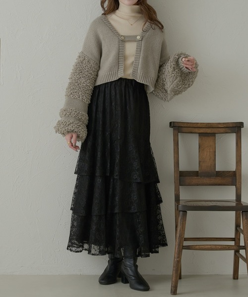 Ambre Neige(アンブルネージュ)の「ランダムレースフリルスカート/WEB/EC限定商品(スカート・レディース・オフホワイト/アイボリー/ブラック・FREE)」の10枚目の写真