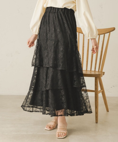 Ambre Neige(アンブルネージュ)の「ランダムレースフリルスカート/WEB/EC限定商品(スカート・レディース・オフホワイト/アイボリー/ブラック・FREE)」の11枚目の写真