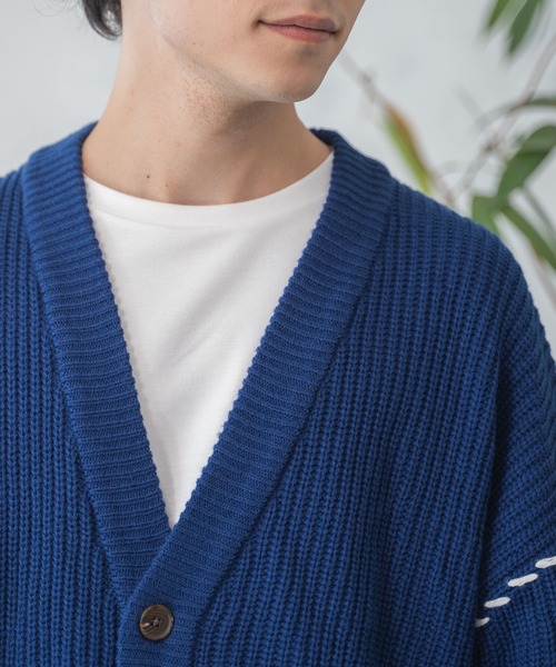 WEGO(ウィゴー)の「WEGO/ハンドステッチカーディガン(カーディガン/ボレロ・メンズ・アイボリー/ブラック/ブルー/ライトグレー・LARGE/MEDIUM)」の6枚目の写真