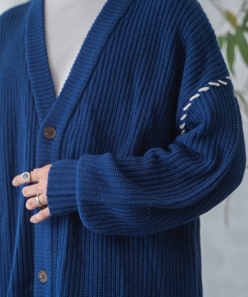 WEGO(ウィゴー)の「WEGO/ハンドステッチカーディガン(カーディガン/ボレロ・メンズ・アイボリー/ブラック/ブルー/ライトグレー・LARGE/MEDIUM)」の7枚目の写真