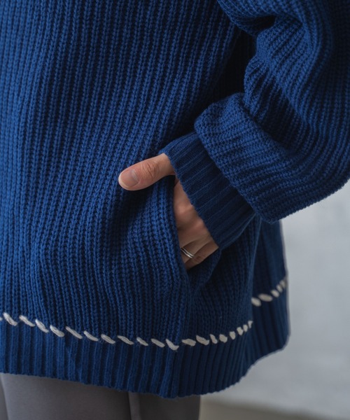 WEGO(ウィゴー)の「WEGO/ハンドステッチカーディガン(カーディガン/ボレロ・メンズ・アイボリー/ブラック/ブルー/ライトグレー・LARGE/MEDIUM)」の8枚目の写真