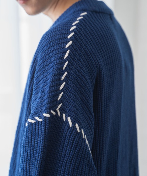 WEGO(ウィゴー)の「WEGO/ハンドステッチカーディガン(カーディガン/ボレロ・メンズ・アイボリー/ブラック/ブルー/ライトグレー・LARGE/MEDIUM)」の10枚目の写真