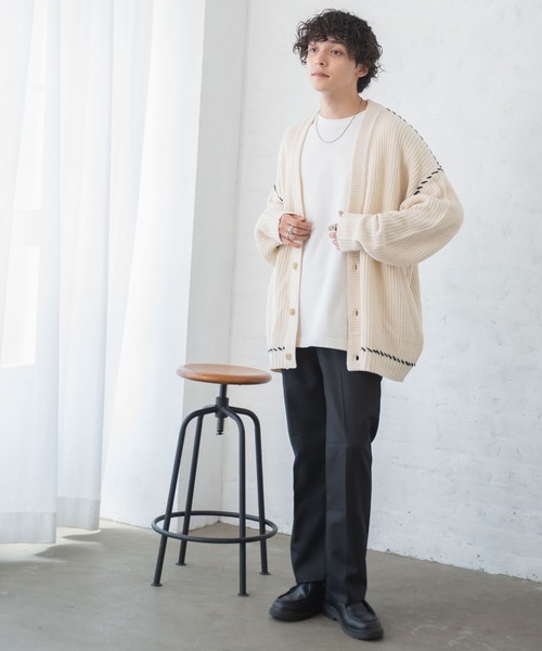 WEGO(ウィゴー)の「WEGO/ハンドステッチカーディガン(カーディガン/ボレロ・メンズ・アイボリー/ブラック/ブルー/ライトグレー・LARGE/MEDIUM)」の14枚目の写真