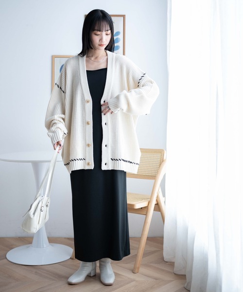 WEGO(ウィゴー)の「WEGO/ハンドステッチカーディガン(カーディガン/ボレロ・メンズ・アイボリー/ブラック/ブルー/ライトグレー・LARGE/MEDIUM)」の17枚目の写真