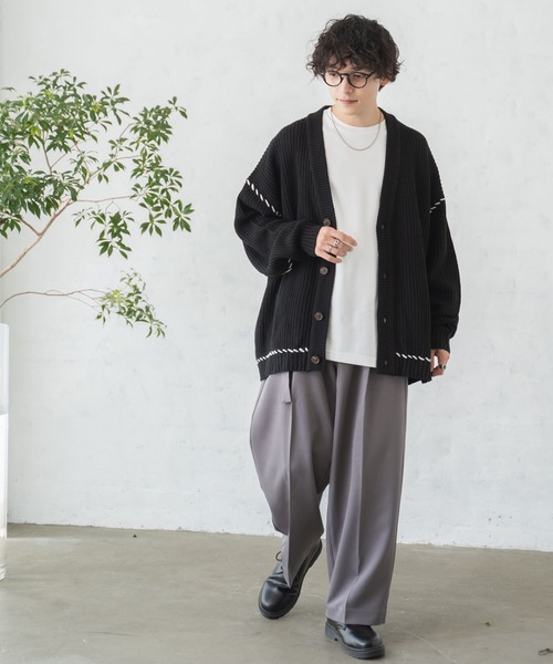 WEGO(ウィゴー)の「WEGO/ハンドステッチカーディガン(カーディガン/ボレロ・メンズ・アイボリー/ブラック/ブルー/ライトグレー・LARGE/MEDIUM)」の20枚目の写真