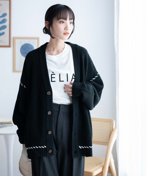 WEGO(ウィゴー)の「WEGO/ハンドステッチカーディガン(カーディガン/ボレロ・メンズ・アイボリー/ブラック/ブルー/ライトグレー・LARGE/MEDIUM)」の21枚目の写真