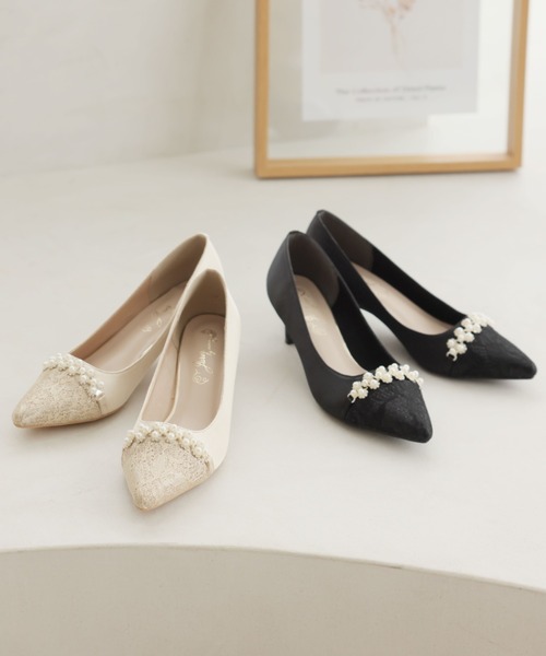 jurer（ジュレ）の「ビジューパール飾りグリッターレースパンプス（パンプス・レディース・ブラック/ベージュ・S/M/L/LL）」の3枚目の写真