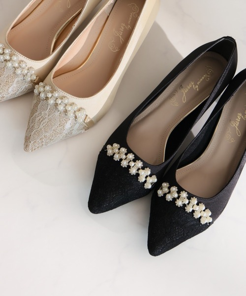 jurer（ジュレ）の「ビジューパール飾りグリッターレースパンプス（パンプス・レディース・ブラック/ベージュ・S/M/L/LL）」の20枚目の写真