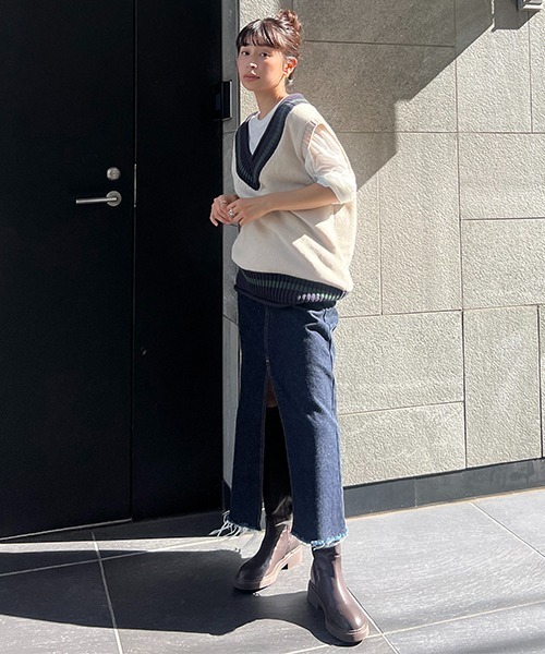 CREDONA（クレドナ）の「チルデンニットベスト（ベスト・レディース・ネイビー/アイボリー・FREE）」の19枚目の写真