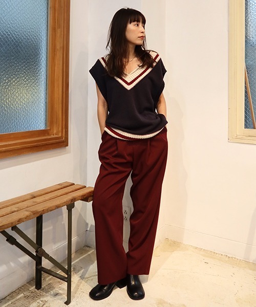 CREDONA（クレドナ）の「チルデンニットベスト（ベスト・レディース・ネイビー/アイボリー・FREE）」の21枚目の写真