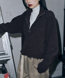 ハーフジップショートニットPO