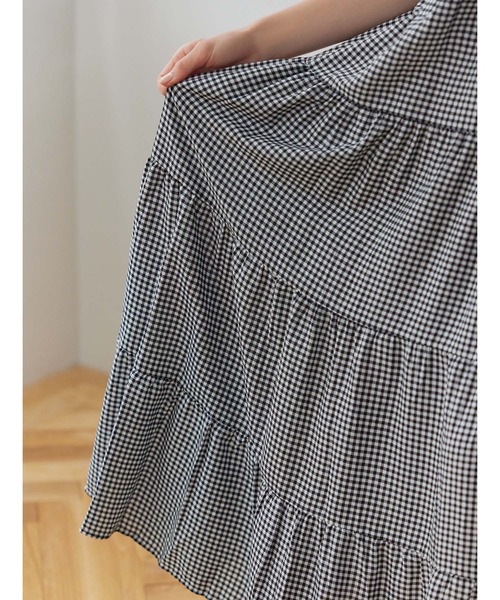 Edit Sheen（エディットシーン）の「ギンガムチェック切り替えギャザーワンピース（ワンピース・レディース・グリーン/ブラック・M）」の3枚目の写真