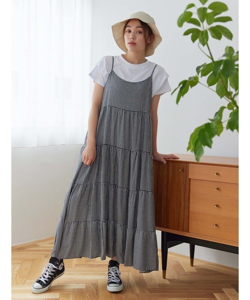 Edit Sheen（エディットシーン）の「ギンガムチェック切り替えギャザーワンピース（ワンピース・レディース・グリーン/ブラック・M）」の6枚目の写真