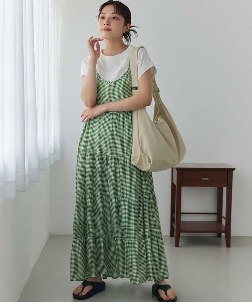 Edit Sheen（エディットシーン）の「ギンガムチェック切り替えギャザーワンピース（ワンピース・レディース・グリーン/ブラック・M）」の7枚目の写真