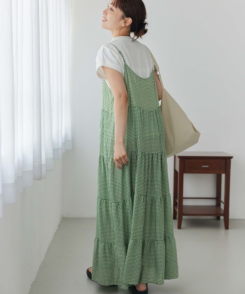 Edit Sheen（エディットシーン）の「ギンガムチェック切り替えギャザーワンピース（ワンピース・レディース・グリーン/ブラック・M）」の13枚目の写真