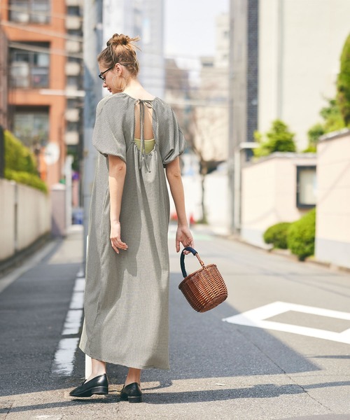 coco 未使用品 カジェヘラ CALLEJERA レディース ワンピース 0(S) ベージュ ノースリーブ coca（coca）（コカ）の「シャーリングチェックワンピース