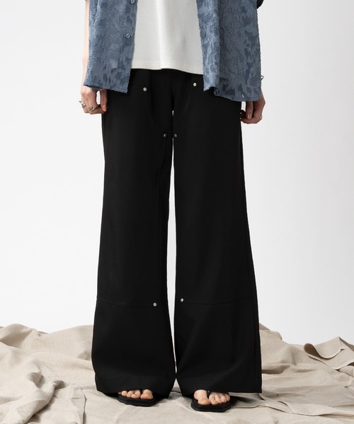 selle glant（セレグランテ）の「DOUBLE KNEE SLACKS PANTS / ダブルニースラックスパンツ（スラックス・メンズ・ブラック/ベージュ・SMALL/MEDIUM/LARGE）」の2枚目の写真