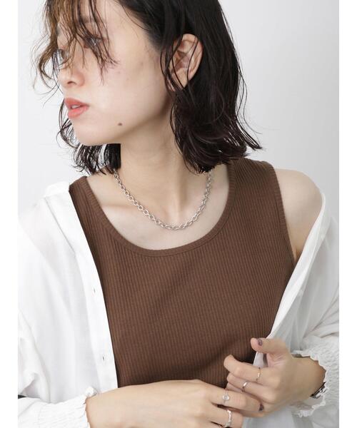 Samansa Mos2 blue(サマンサモスモスブルー)の「リブタンク(Tシャツ/カットソー・レディース・ブラック/キナリ/ブラウン・F)」の4枚目の写真