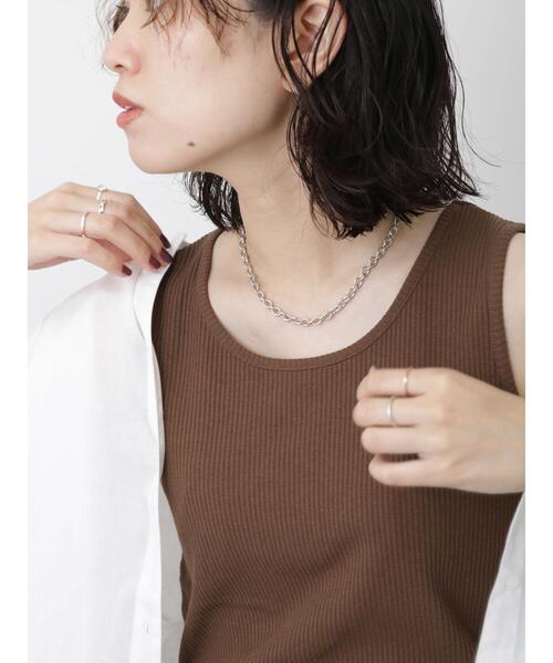 Samansa Mos2 blue(サマンサモスモスブルー)の「リブタンク(Tシャツ/カットソー・レディース・ブラック/キナリ/ブラウン・F)」の5枚目の写真