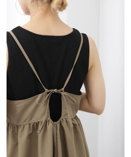 Samansa Mos2 blue(サマンサモスモスブルー)の「リブタンク(Tシャツ/カットソー・レディース・ブラック/キナリ/ブラウン・F)」の9枚目の写真