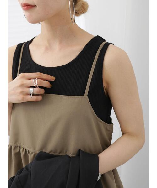 Samansa Mos2 blue(サマンサモスモスブルー)の「リブタンク(Tシャツ/カットソー・レディース・ブラック/キナリ/ブラウン・F)」の14枚目の写真