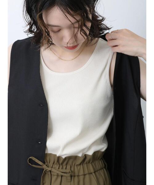 Samansa Mos2 blue(サマンサモスモスブルー)の「リブタンク(Tシャツ/カットソー・レディース・ブラック/キナリ/ブラウン・F)」の13枚目の写真