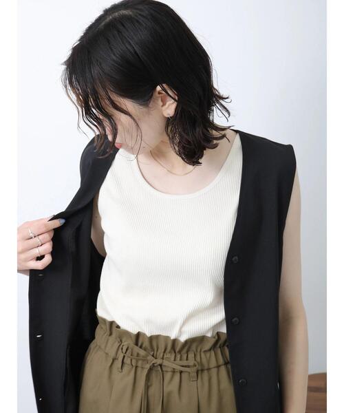 Samansa Mos2 blue(サマンサモスモスブルー)の「リブタンク(Tシャツ/カットソー・レディース・ブラック/キナリ/ブラウン・F)」の12枚目の写真