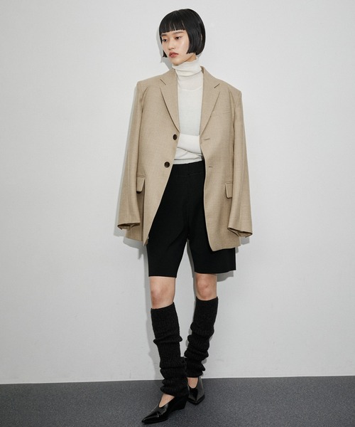 ADAM ET ROPE'（アダムエロペ）の「シングルブレストオーバージャケット（テーラードジャケット・レディース・ベージュ/チャコールグレー・36/38）」の5枚目の写真