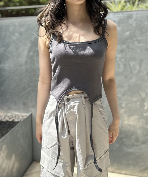 JOINT WORKS(ジョイントワークス)の「ヘムコードタンクトップ(キャミソール・レディース・チャコールグレー/ブラック/アイボリー・FREE)」の3枚目の写真