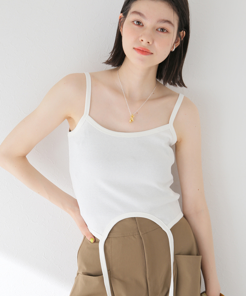 JOINT WORKS(ジョイントワークス)の「ヘムコードタンクトップ(キャミソール・レディース・チャコールグレー/ブラック/アイボリー・FREE)」の2枚目の写真