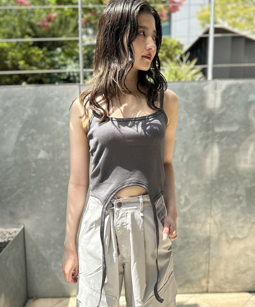 JOINT WORKS(ジョイントワークス)の「ヘムコードタンクトップ(キャミソール・レディース・チャコールグレー/ブラック/アイボリー・FREE)」の4枚目の写真