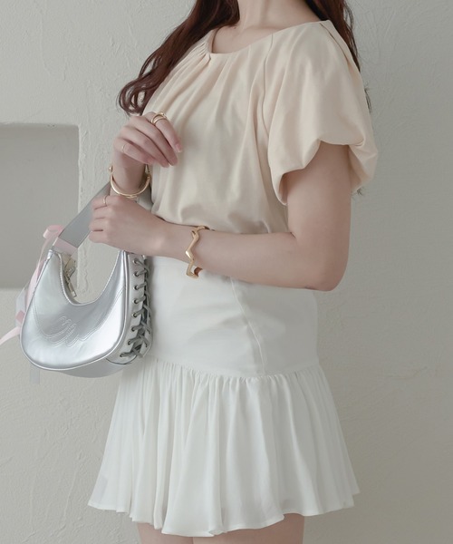 Ambre Neige（アンブルネージュ）の「タックボリュームトップス／【WEB/EC限定商品】（Tシャツ/カットソー・レディース・アイボリー/オフホワイト・FREE）」の2枚目の写真