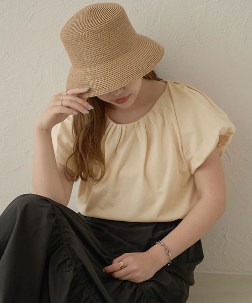 Ambre Neige（アンブルネージュ）の「タックボリュームトップス／【WEB/EC限定商品】（Tシャツ/カットソー・レディース・アイボリー/オフホワイト・FREE）」の6枚目の写真