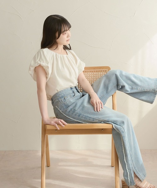 Ambre Neige（アンブルネージュ）の「タックボリュームトップス／【WEB/EC限定商品】（Tシャツ/カットソー・レディース・アイボリー/オフホワイト・FREE）」の7枚目の写真