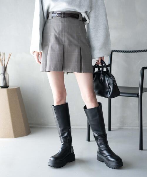 WEGO（ウィゴー）の「WEGO/ベルト付プリーツミニスカパン（スカート・レディース・杢グレー/ベージュ系その他2/ブラック/グレー系その他2・FREE）」の16枚目の写真