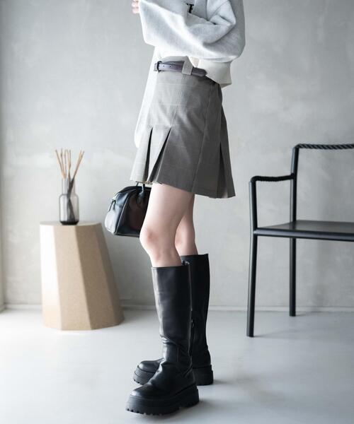 WEGO（ウィゴー）の「WEGO/ベルト付プリーツミニスカパン（スカート・レディース・杢グレー/ベージュ系その他2/ブラック/グレー系その他2・FREE）」の17枚目の写真