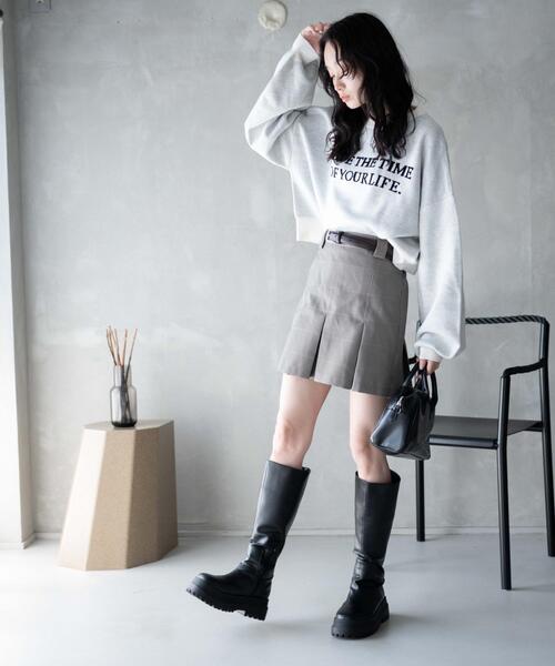 WEGO（ウィゴー）の「WEGO/ベルト付プリーツミニスカパン（スカート・レディース・杢グレー/ベージュ系その他2/ブラック/グレー系その他2・FREE）」の18枚目の写真