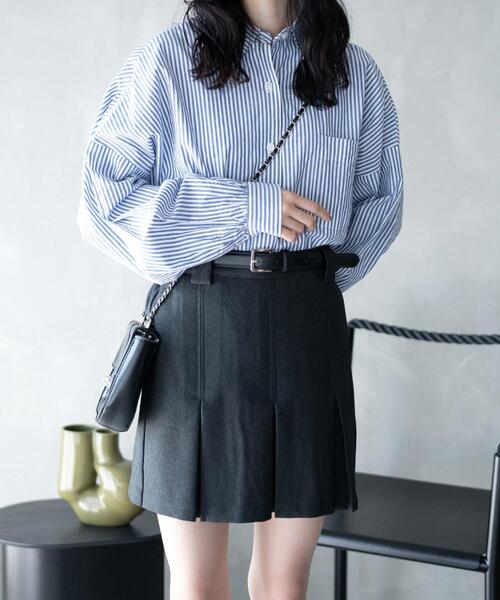 WEGO（ウィゴー）の「WEGO/ベルト付プリーツミニスカパン（スカート・レディース・杢グレー/ベージュ系その他2/ブラック/グレー系その他2・FREE）」の10枚目の写真