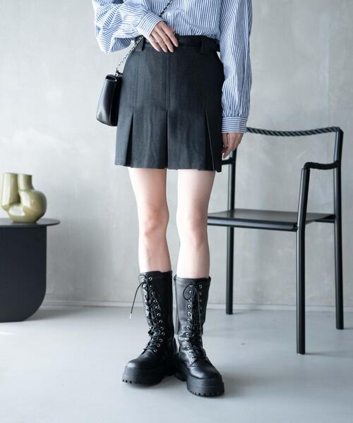 WEGO（ウィゴー）の「WEGO/ベルト付プリーツミニスカパン（スカート・レディース・杢グレー/ベージュ系その他2/ブラック/グレー系その他2・FREE）」の11枚目の写真