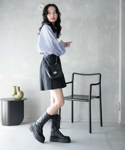 WEGO（ウィゴー）の「WEGO/ベルト付プリーツミニスカパン（スカート・レディース・杢グレー/ベージュ系その他2/ブラック/グレー系その他2・FREE）」の13枚目の写真