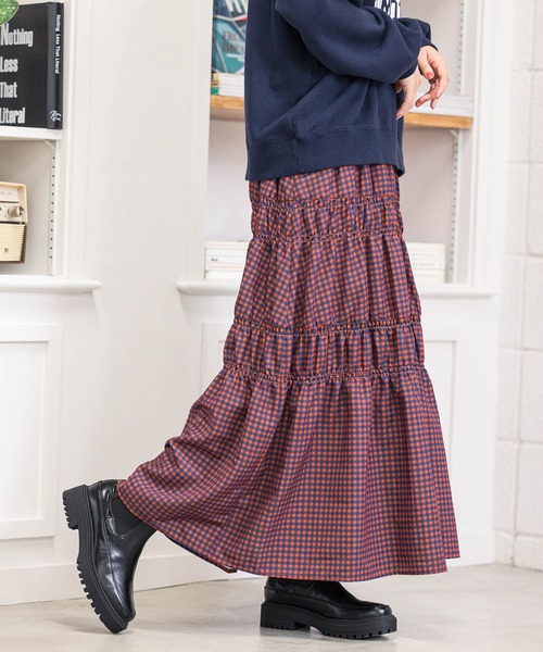 BAYFLOW（ベイフロー）の「ギャザーチェックスカート（スカート）」 - WEAR